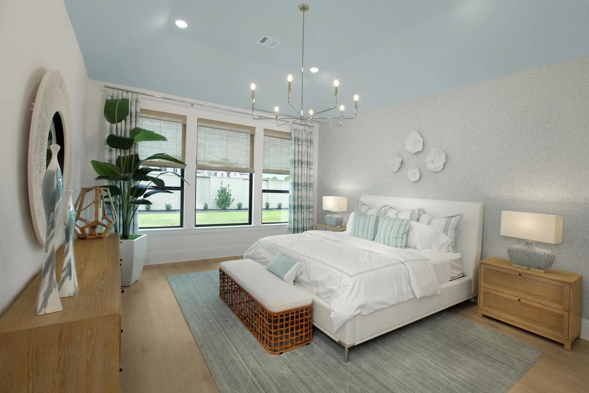 Primary bedroom with a barrel-vaulted ceiling